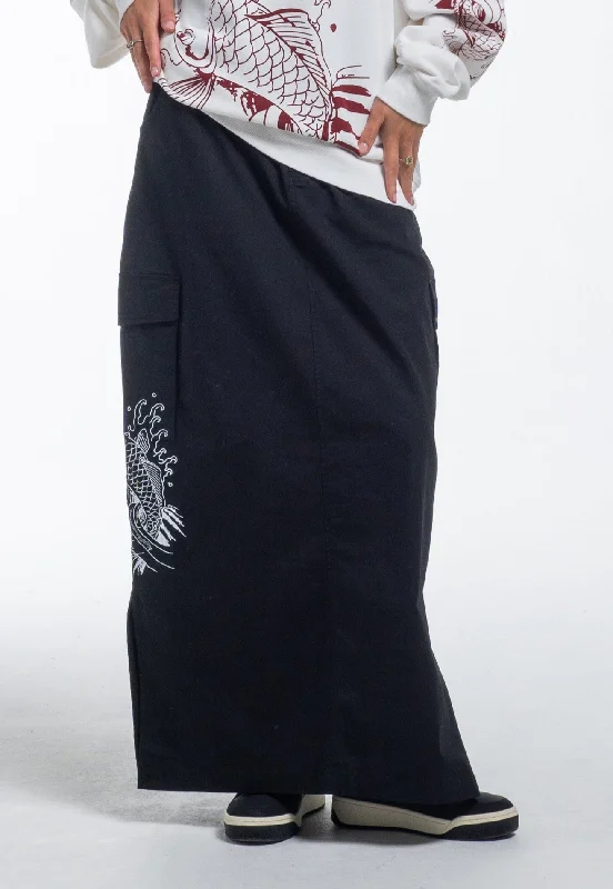 Buy More, Pay Less!Buy More, Pay Less!Womens Koi Wave Cargo Skirt - Black