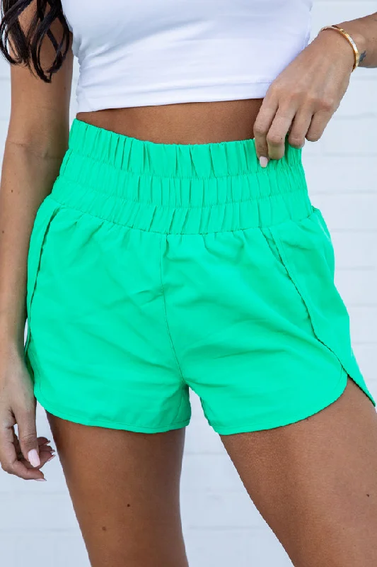The Best Sale of the Year!The Best Sale of the Year!Errands To Run Solid Green High Waisted Athletic Shorts SALE