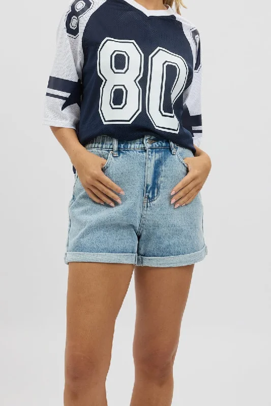 One Click Away from Big Savings!One Click Away from Big Savings!Denim Relaxed Shorts Elastic Waist