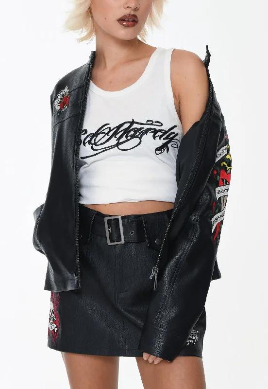 Upgrade for Less!Upgrade for Less!Womens Death Or Glory Vegan Leather Mini Skirt  - Black