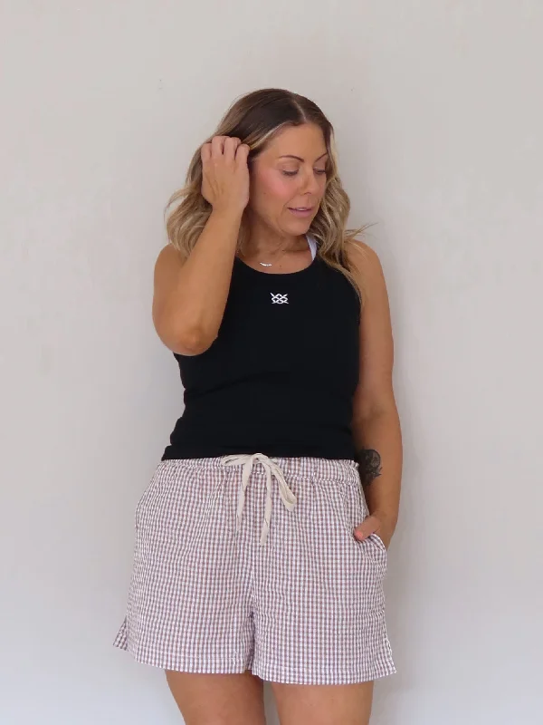 Limited Time Offer!Limited Time Offer!Kingsley Gingham Shorts - Beige