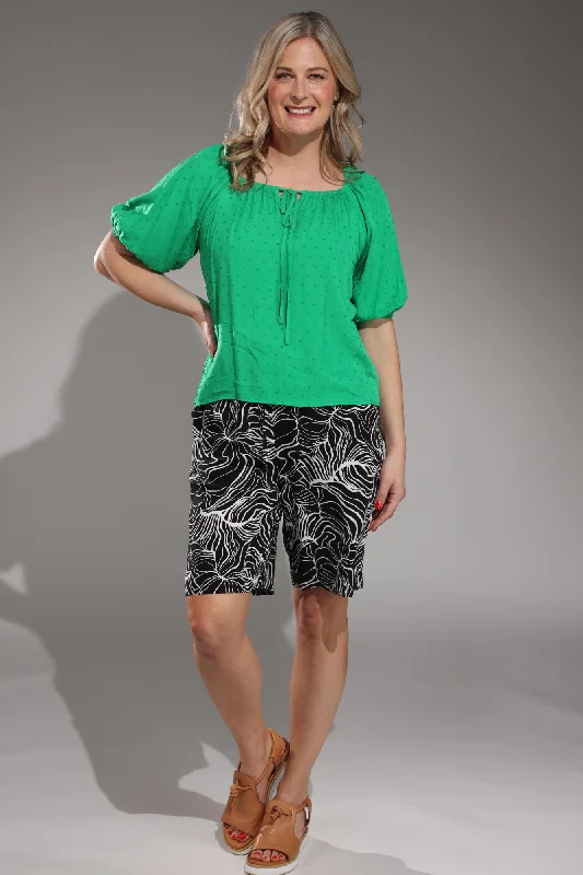 Huge Price Cuts Await!Huge Price Cuts Await!Printed Shorts with elastic waist | Black Ivory Lines | 3368A1