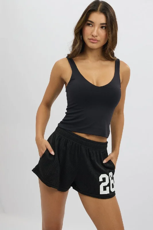 Your Exclusive Offer Awaits!Your Exclusive Offer Awaits!Black Track Shorts Elastic Waist