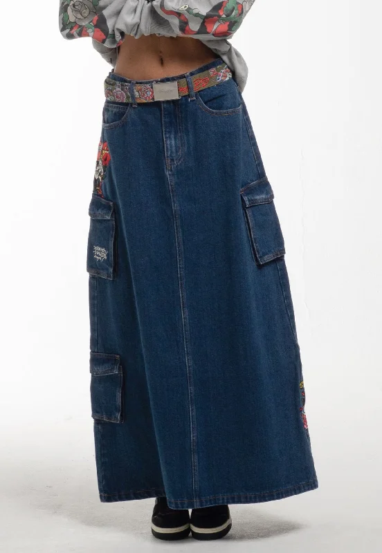 Find Your Perfect Deal Today!Find Your Perfect Deal Today!Womens Killer Rose Denim Midi Skirt - Blue