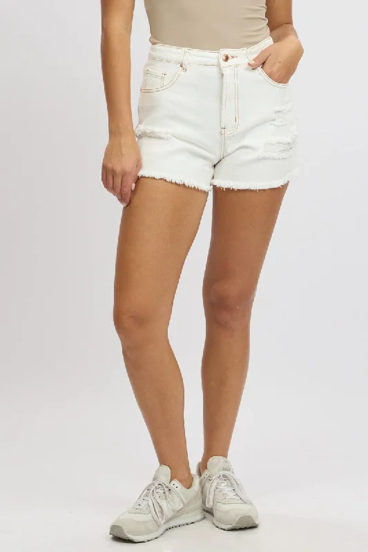 Huge Savings – Act Now!Huge Savings – Act Now!White Relaxed Shorts High Rise