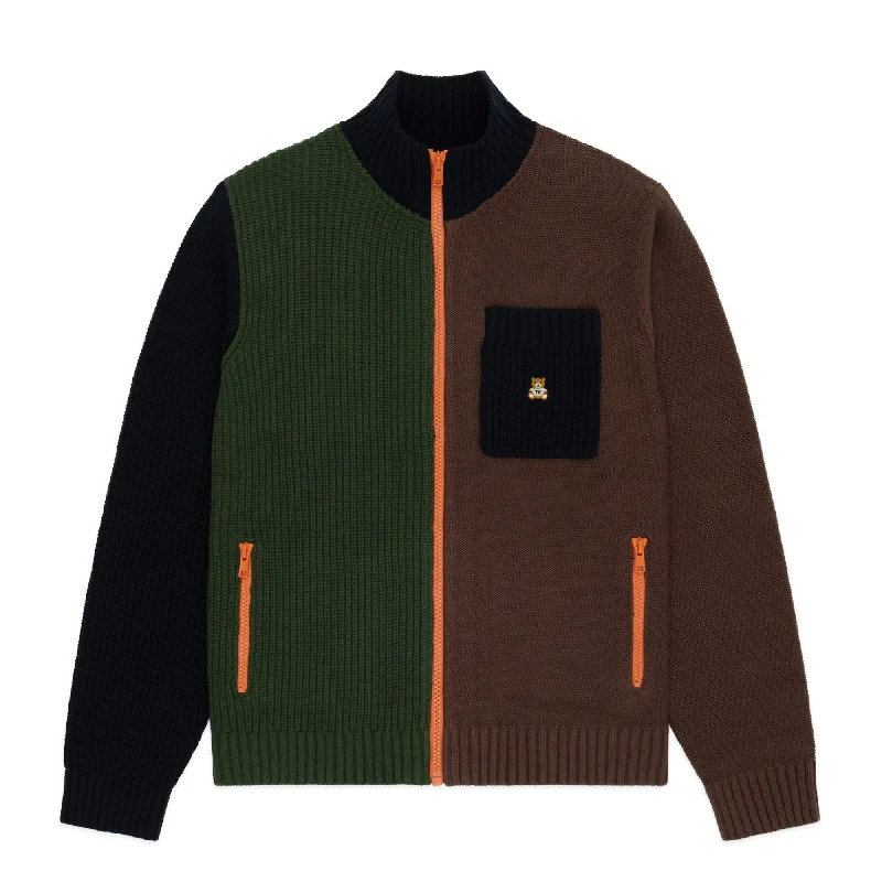 Full Zip Color Block Sweater