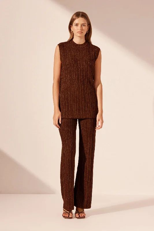 KAMARI STRAIGHT LEG PANT - BRANDY BROWN