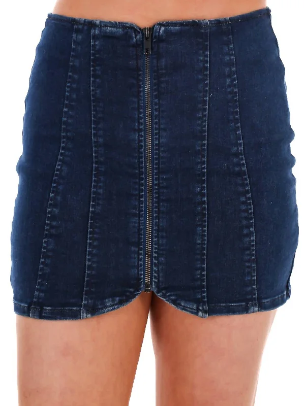 Layla Denim Mini Skirt In Deep Indigo