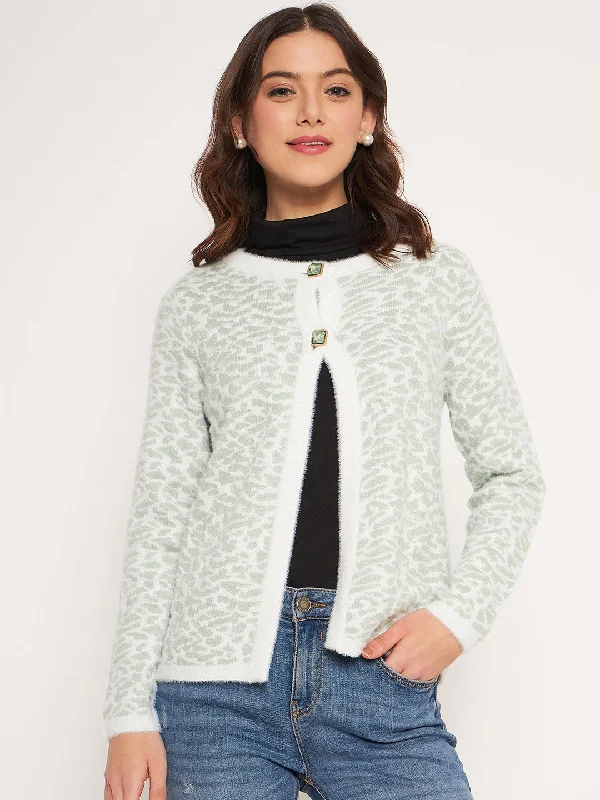 Madame Colourblocked Mint Green Cardigan