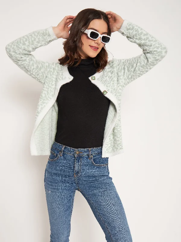 Madame Colourblocked Mint Green Cardigan