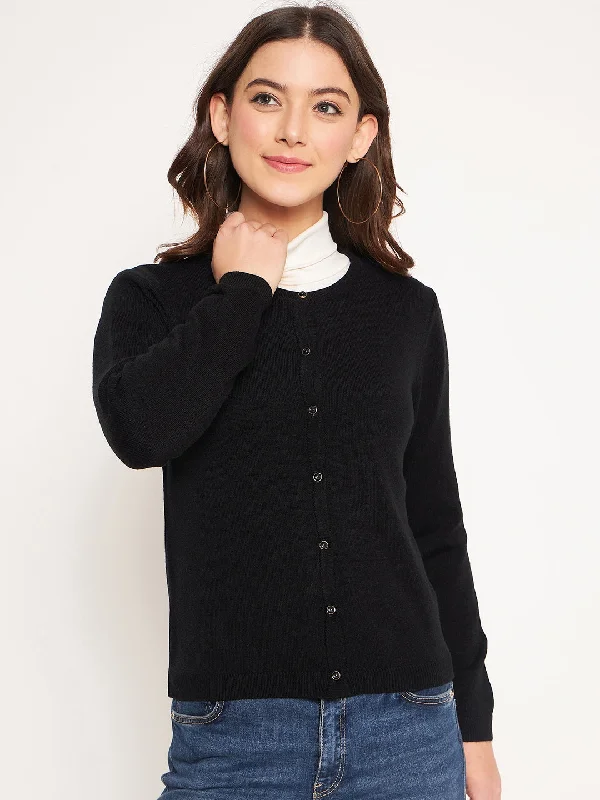 Madame Black Round Neck Cardigan