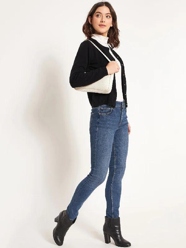 Madame Black Round Neck Cardigan