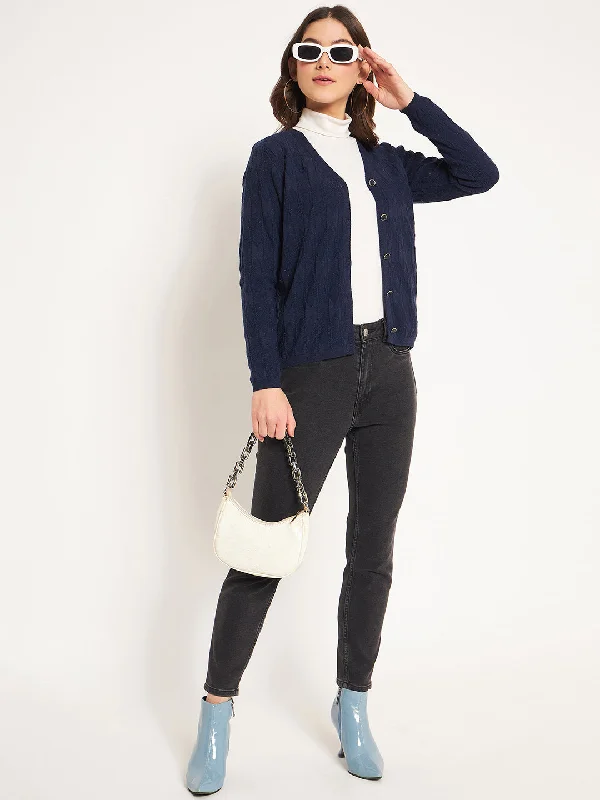 Madame Navy V-Neck Cardigan