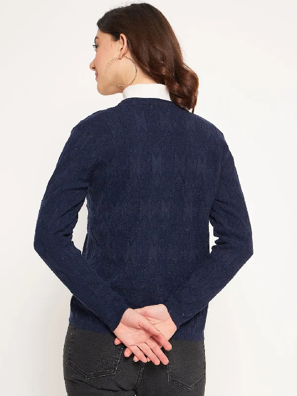 Madame Navy V-Neck Cardigan