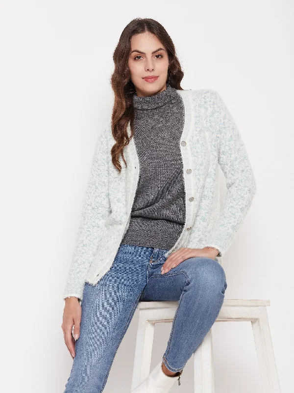 Madame Women Solid Sky Cardigans