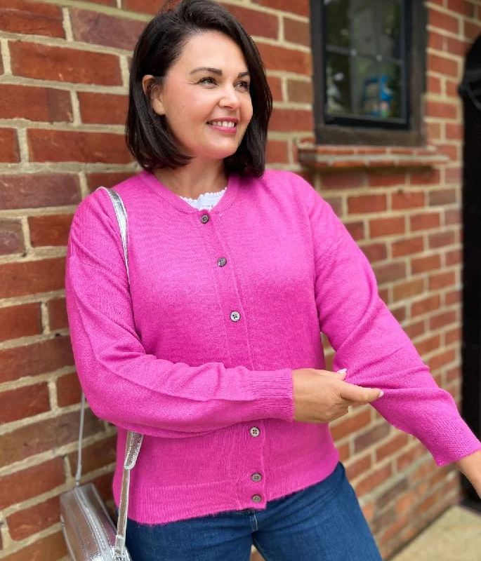 Pink Soft Crew Neck Cardigan