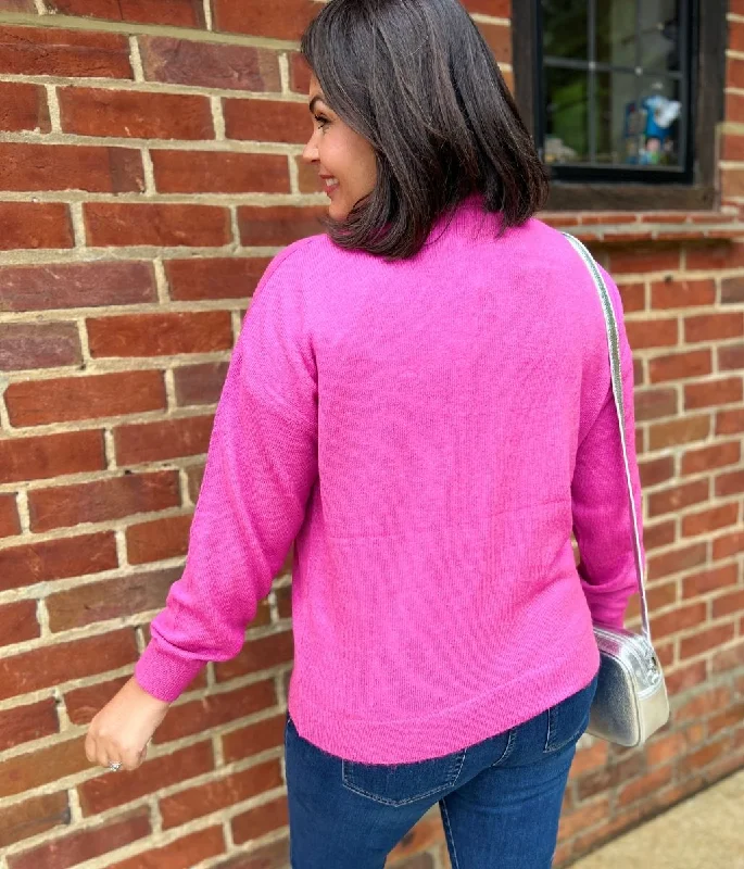 Pink Soft Crew Neck Cardigan