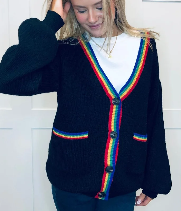 Rainbow Stripe Tipping Cardigan