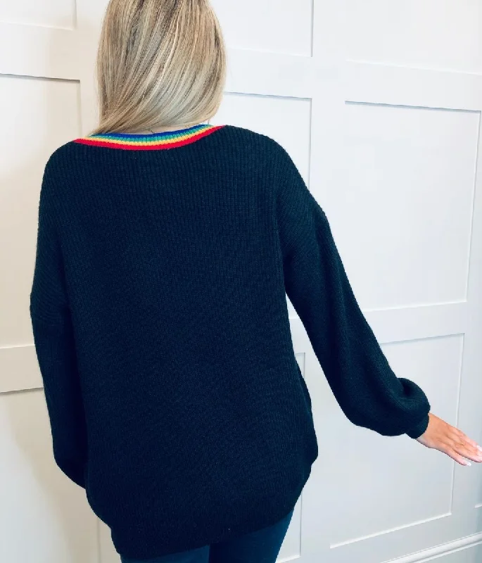 Rainbow Stripe Tipping Cardigan