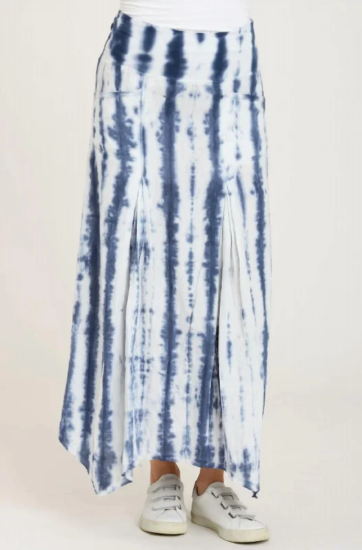 Triste Skirt In Stone Blue/white Striped Tie Dye