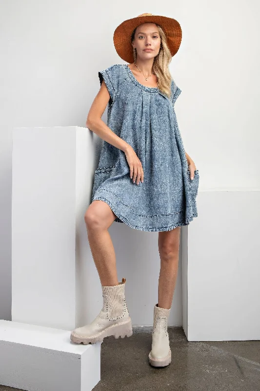 Hot Girl Stone Washed Denim Swing Dress