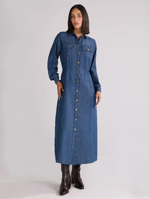 Long Sleeve Denim Shirt Dress