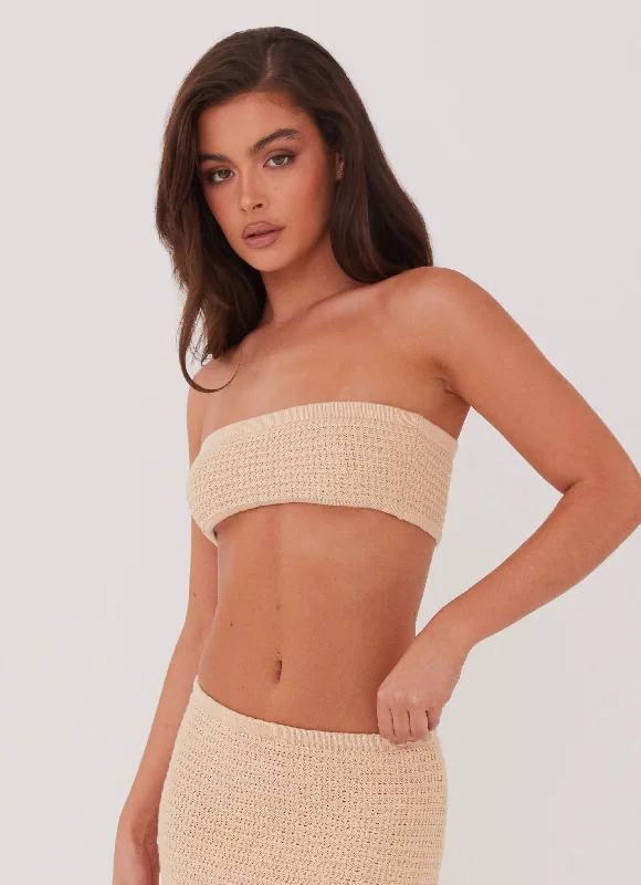 Emaline Knit Bandeau Top - Beige