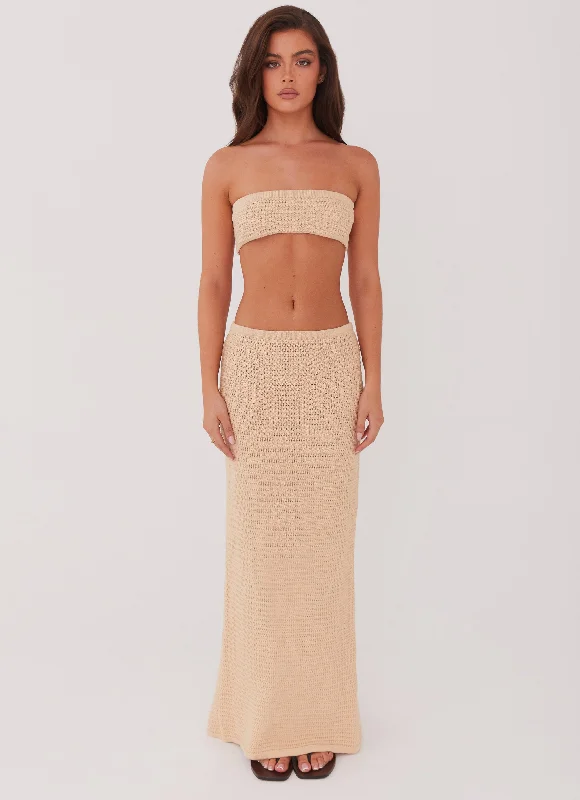 Emaline Knit Bandeau Top - Beige