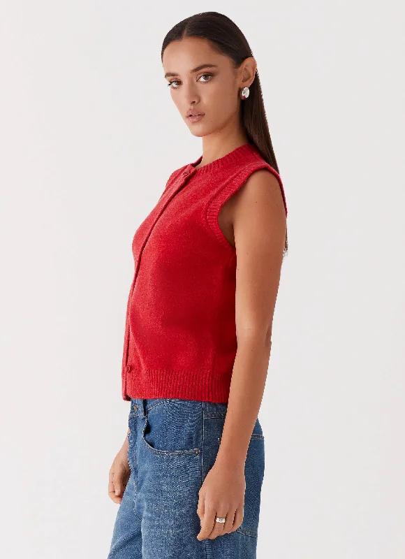 Hanson Knit Vest Top - Red