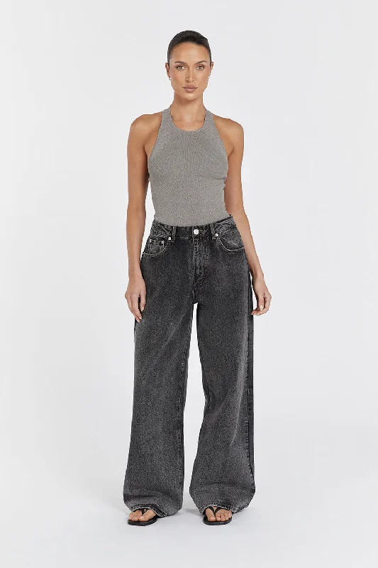 KARLIE SMOKE HALTER KNIT TOP