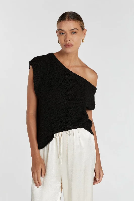 KERRY BLACK ASSYM KNIT TOP