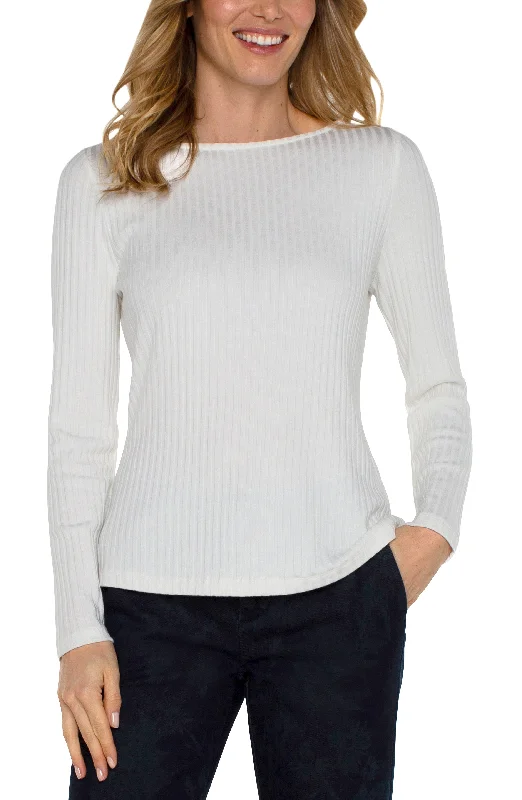 LONG SLEEVE BOAT NECK KNIT TOP