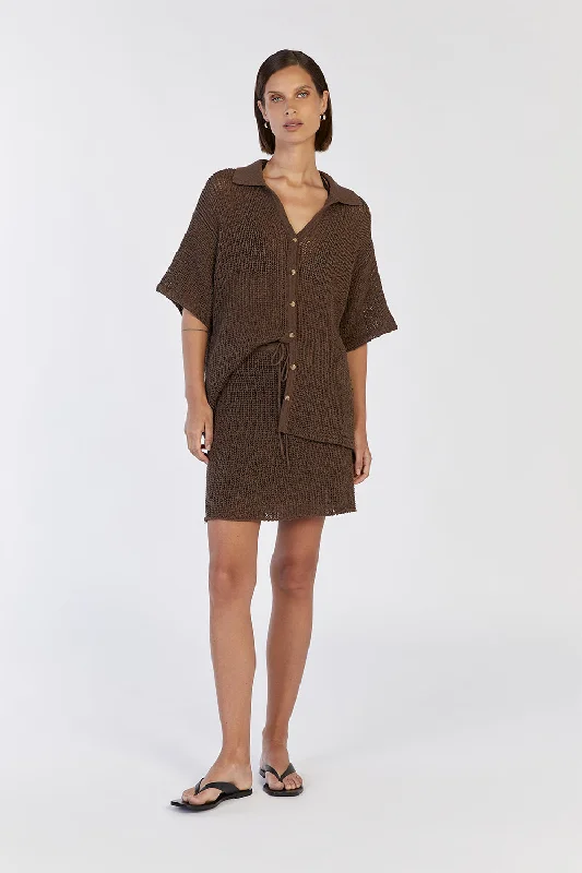 MARGOT CHOC KNIT CROCHET SHIRT