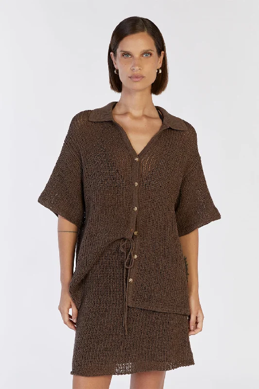 MARGOT CHOC KNIT CROCHET SHIRT