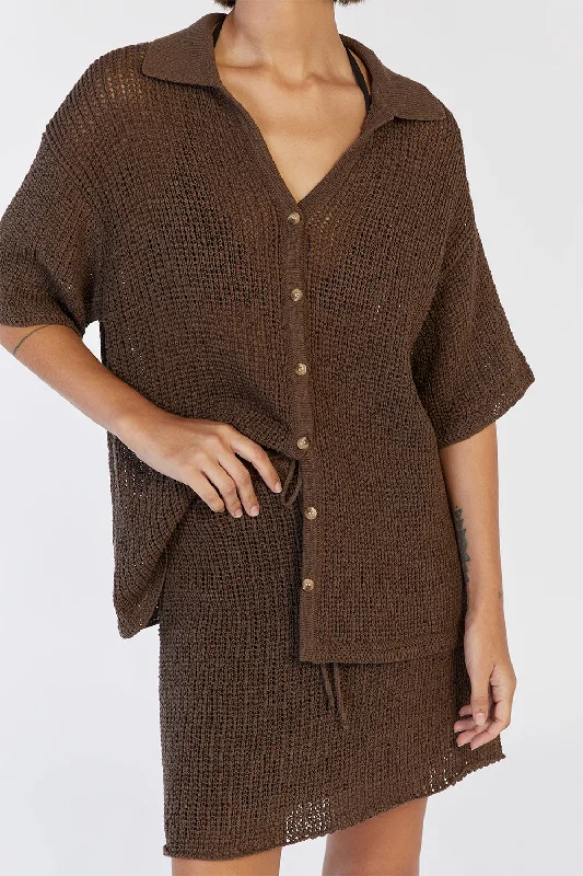 MARGOT CHOC KNIT CROCHET SHIRT