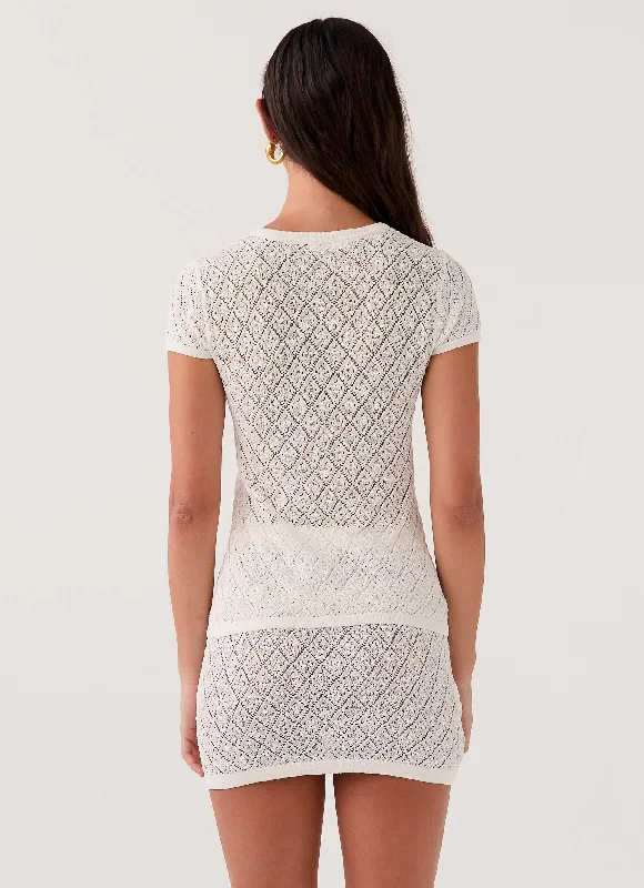 Prairie Petal Knit Top - White