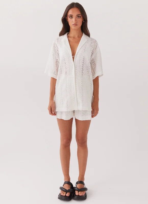 Sun Catcher Knit Oversized Shirt - Ivory