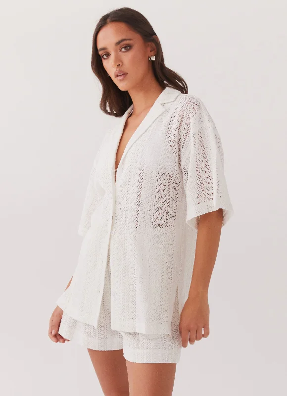 Sun Catcher Knit Oversized Shirt - Ivory