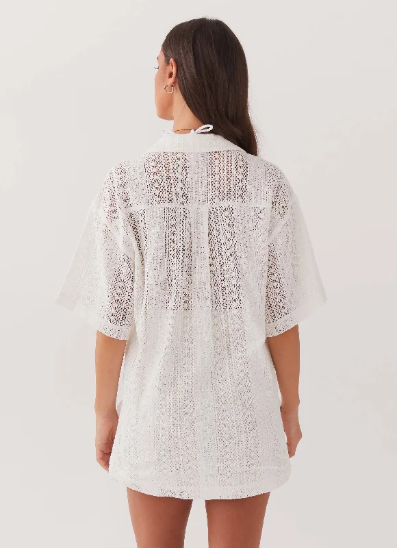 Sun Catcher Knit Oversized Shirt - Ivory