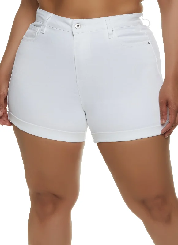 Plus Size WAX Fixed Cuff Denim Shorts