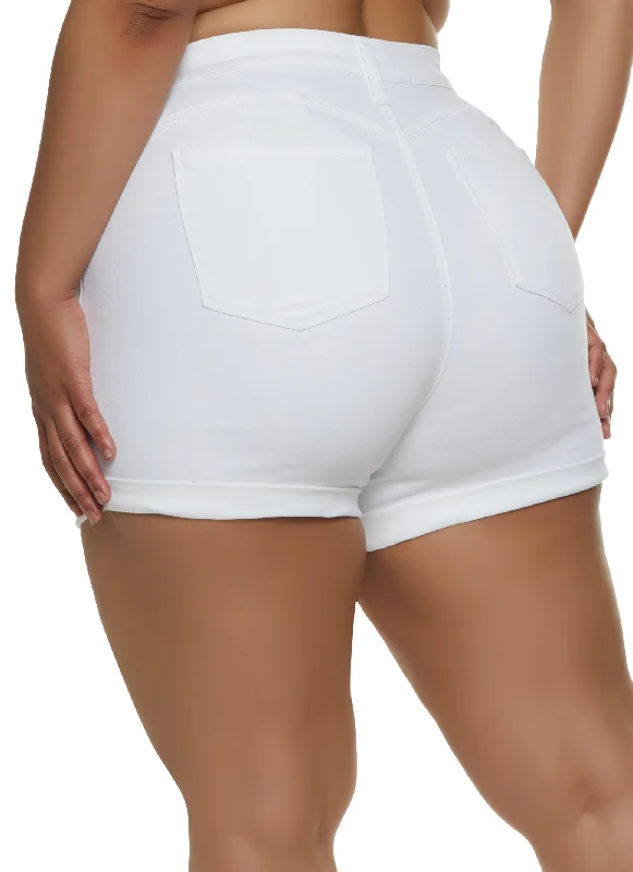 Plus Size WAX Fixed Cuff Denim Shorts