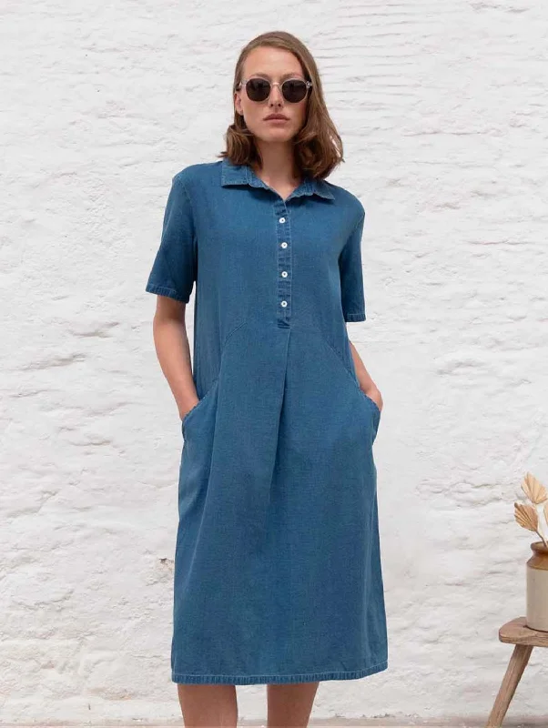 Alexa Cotton Shirt Dress | Denim