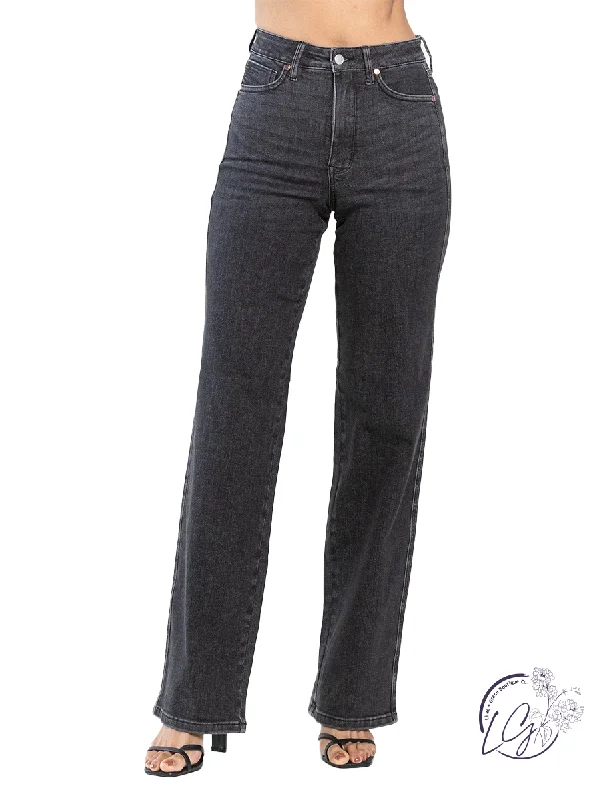 Cali Tummy Control Washed Black Straight Jean By Judy Blue