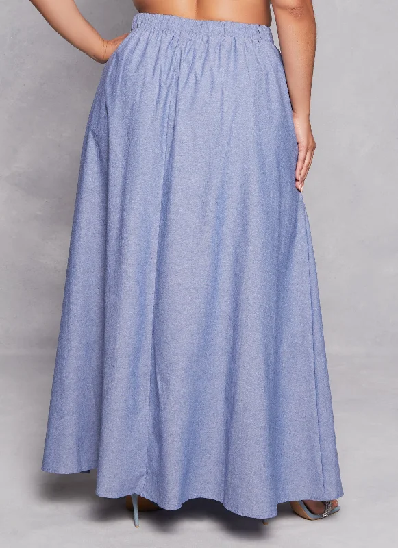 Plus Size Chambray Maxi Overlay Shorts