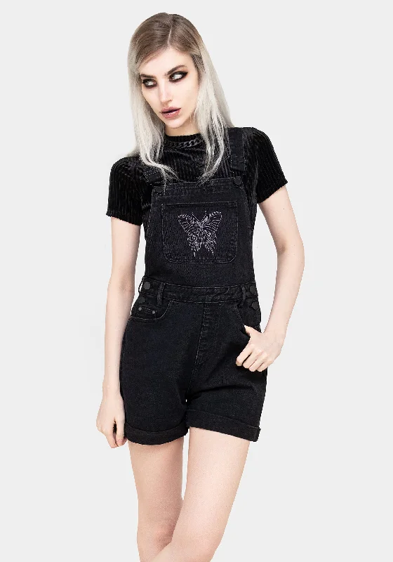 Papillion Embroidered Denim Dungaree Shorts