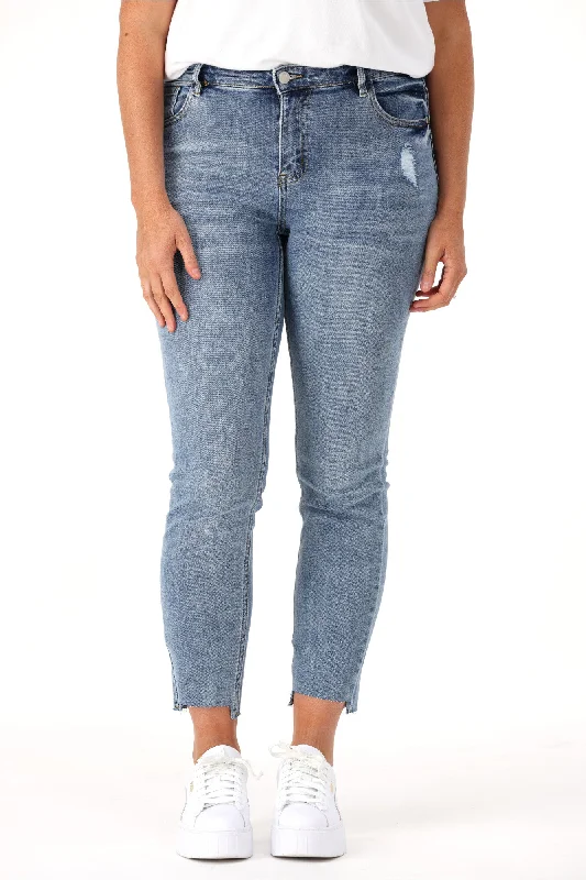 Shine On Label Tomas Cropped Skinny Stepped Hem Jean