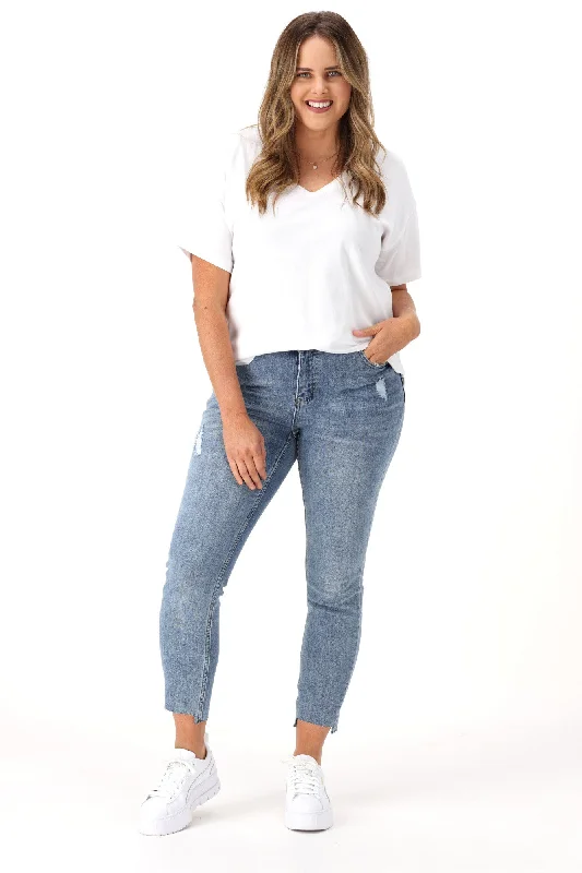 Shine On Label Tomas Cropped Skinny Stepped Hem Jean