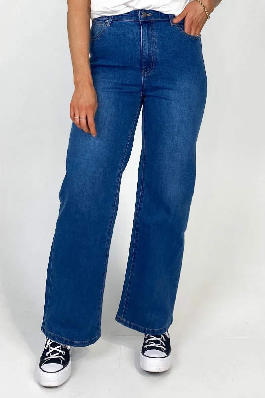 Wakee Gemma Wide Leg Jeans Dark Blue