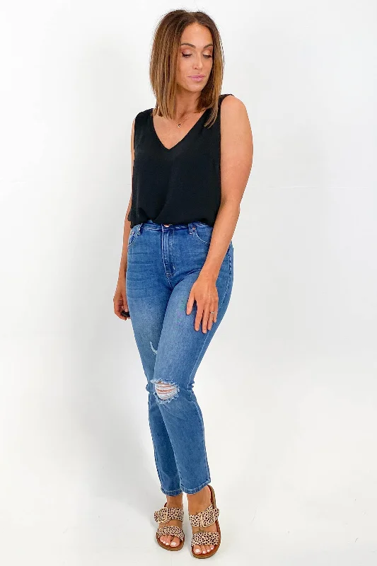 Wakee Mollie Ripped Jean Dark Blue