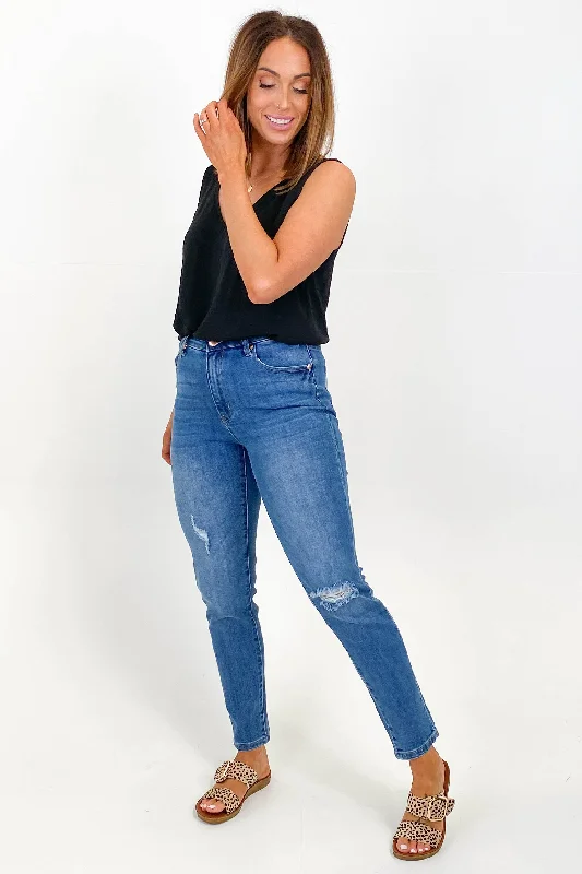 Wakee Mollie Ripped Jean Dark Blue